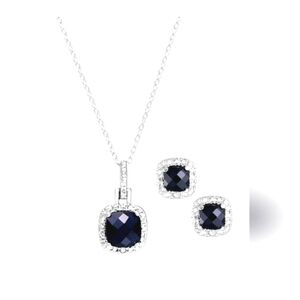 Blue Topaz (3-1/10 ct.& Diamond Accent Sterling Silver 18" Pendant Necklace 2pc.